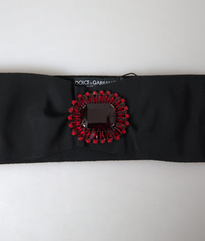 Dolce & Gabbana Black Crystal Brass Wide Waist Runway Belt