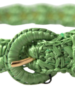 Dolce & Gabbana Green Viscose Weaved Skinny Waist Belt