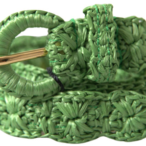 Dolce &amp; Gabbana Elegant Green Viscose Belt with Metal Buckle