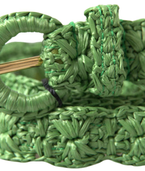 Dolce & Gabbana Green Viscose Weaved Skinny Waist Belt