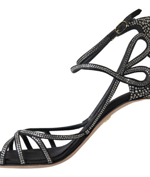 Dolce & Gabbana Rhinestone Stiletto Sandal Satin Shoes