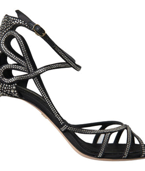 Dolce & Gabbana Rhinestone Stiletto Sandal Satin Shoes