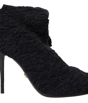 Dolce & Gabbana Black Stiletto Heels Mid Calf Boots