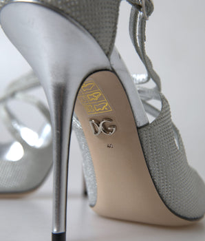 Dolce & Gabbana Silver Shimmers Sandals Heel Pumps Shoes