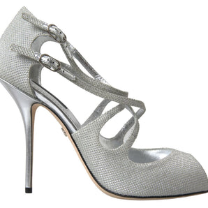 Dolce &amp; Gabbana Elegant Shimmering Silver High-Heeled Sandals