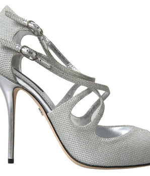 Dolce & Gabbana Silver Shimmers Sandals Heel Pumps Shoes