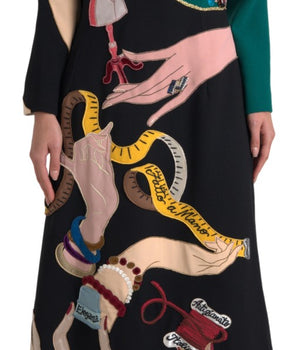 Dolce &amp; Gabbana Elegant Multicolor Wool A-Line Dress