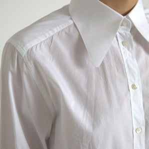 Dolce &amp; Gabbana Elegant White Cotton Collared Top