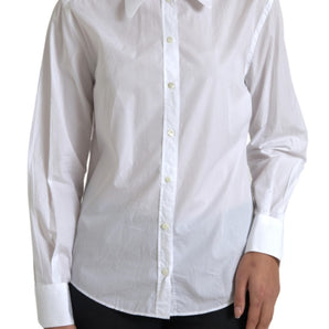 Dolce &amp; Gabbana Elegant White Cotton Collared Top