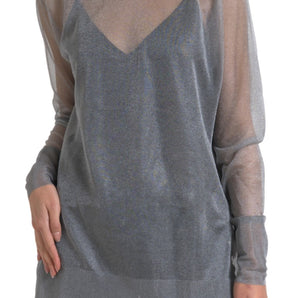 Dolce & Gabbana Elegant Gray Long Sleeve Mesh Top