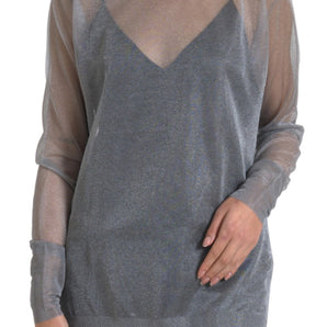 Dolce &amp; Gabbana Elegant Gray Long Sleeve Mesh Top