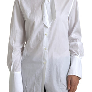 Dolce &amp; Gabbana Elegante camisa de manga larga de algodón blanca