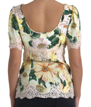 Dolce &amp; Gabbana Elegante blusa de seda con estampado floral