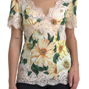 Dolce &amp; Gabbana Elegant Floral Print Silk Blouse