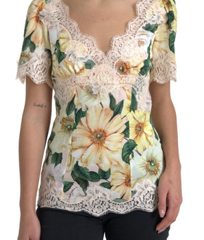 Dolce &amp; Gabbana Elegante blusa de seda con estampado floral