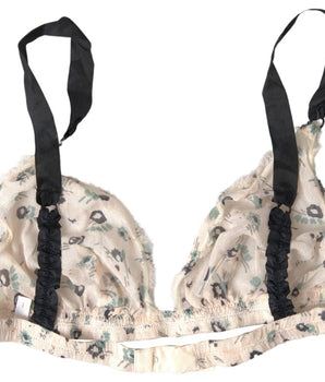 Costume National Beige Floral Underwear Bikini Bra
