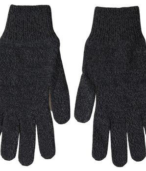 Dolce & Gabbana Gray Virgin Wool Knit Hands Mitten Men Gloves