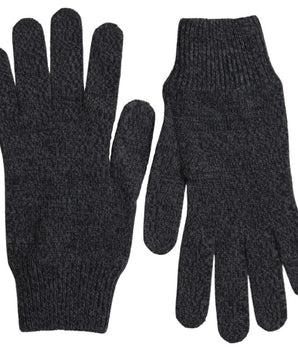 Dolce & Gabbana Gray Virgin Wool Knit Hands Mitten Men Gloves