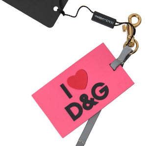 Dolce &amp; Gabbana Chic Pink Leather-Trimmed Keychain