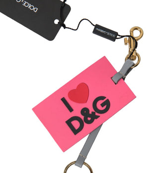 Dolce & Gabbana Pink Silicone DG Logo Gold Brass Keyring Women Keychain