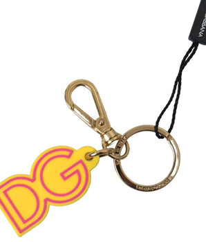 Dolce &amp; Gabbana Chic Yellow Logo-Engraved Keychain