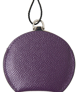 Dolce & Gabbana Purple Calfskin Leather Round Hand Mirror Holder