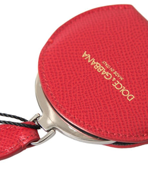 Dolce & Gabbana Red Calfskin Leather Hand Mirror Holder