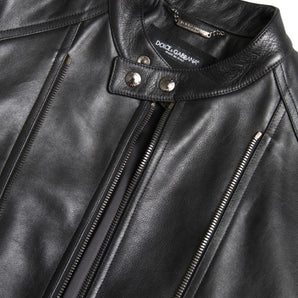 Dolce &amp; Gabbana Sleek Black Leather Biker Jacket