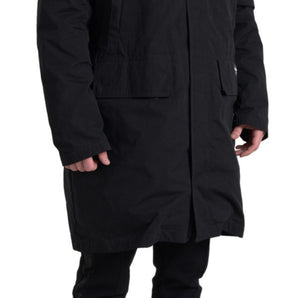 Dolce &amp; Gabbana Elegant Black Hooded Trench Coat