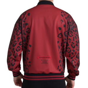 Dolce &amp; Gabbana Red Leopard Print Bomber Jacket