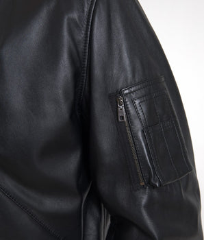 Dolce & Gabbana Black Leather Blouson Full Zip Bomber Jacket