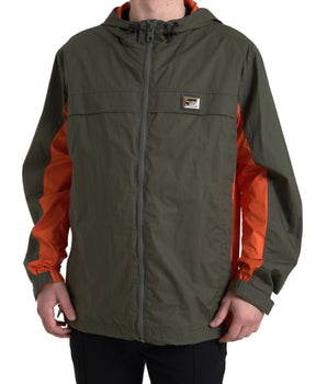 Dolce & Gabbana Green Orange Hooded Cotton Full Zip Jacket