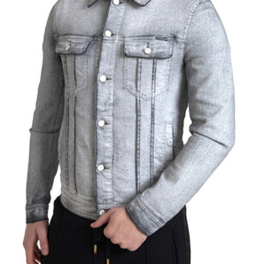 Dolce &amp; Gabbana Elegant Gray Cotton Stretch Denim Jacket