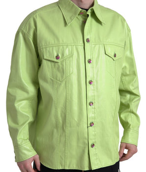 Dolce & Gabbana Green Cotton Collared Button Down Shirt