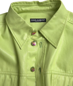 Dolce & Gabbana Green Cotton Collared Button Down Shirt