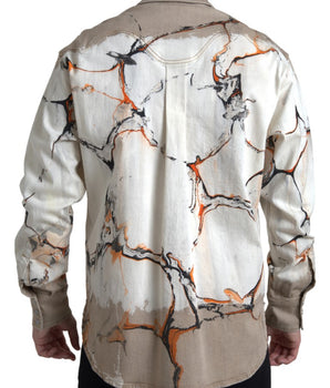 Dolce & Gabbana Multicolor Cotton Collared Denim Shirt