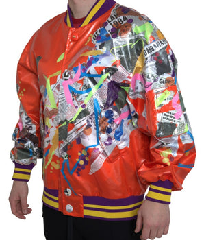 Dolce & Gabbana Orange Polyester Button Blouson Jacket