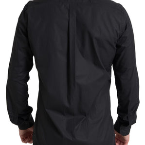 Dolce &amp; Gabbana Elegant Black Gold Button Formal Shirt