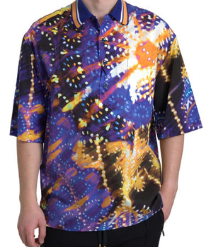 Dolce & Gabbana Luminaire Print Cotton Polo Top Men Shirt