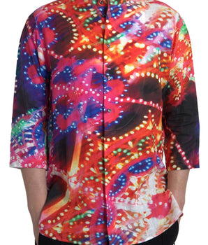 Dolce & Gabbana Multicolor Luminarie Print Linen Shirt