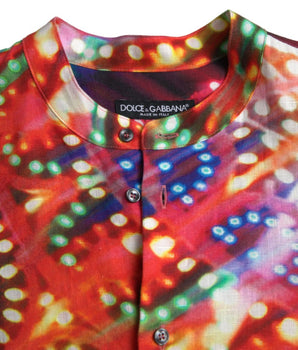 Dolce & Gabbana Multicolor Luminarie Print Linen Shirt