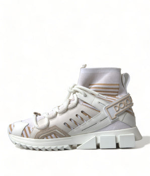 Dolce & Gabbana White Beige Sorrento Socks Sneakers Shoes