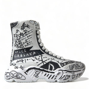 Dolce & Gabbana Daymaster Graffiti Print Mid Top Sneakers