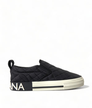 Dolce & Gabbana Black Quilted Slip On Low Top Sneakers Shoes