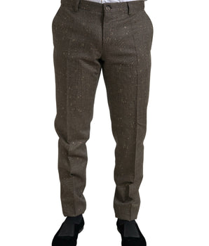 Dolce & Gabbana Brown Wool Dress Skinny Men Trouser Pants