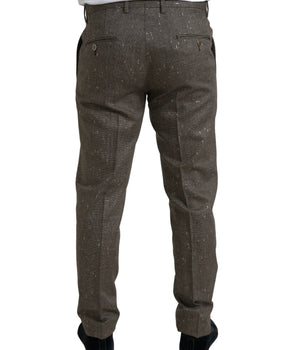 Dolce & Gabbana Brown Wool Dress Skinny Men Trouser Pants