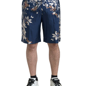 Dolce & Gabbana Silken Floral Bermuda Shorts in Blue