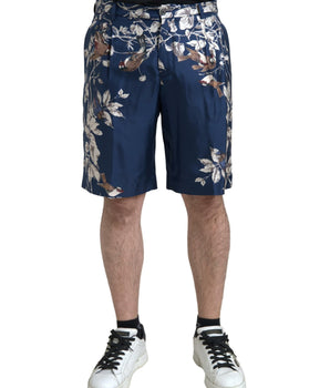 Dolce & Gabbana Blue Floral Print Silk Men Bermuda Shorts