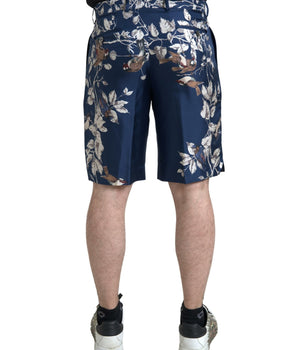 Dolce & Gabbana Blue Floral Print Silk Men Bermuda Shorts