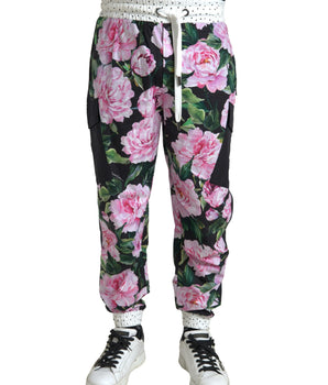Dolce & Gabbana Multicolor Peony Joggers Cotton Men Pants